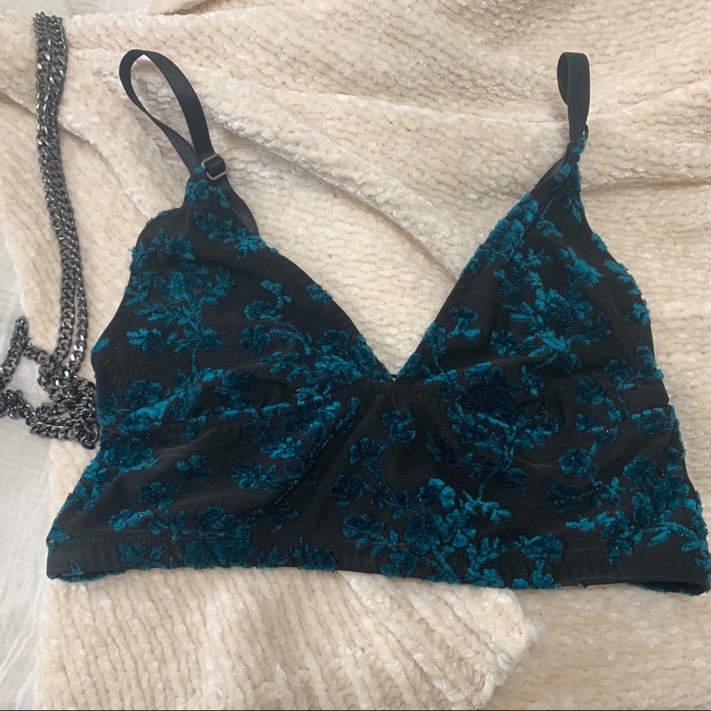 Urban Outfitters Velvet Floral Bra Top - Picture 1 of 3